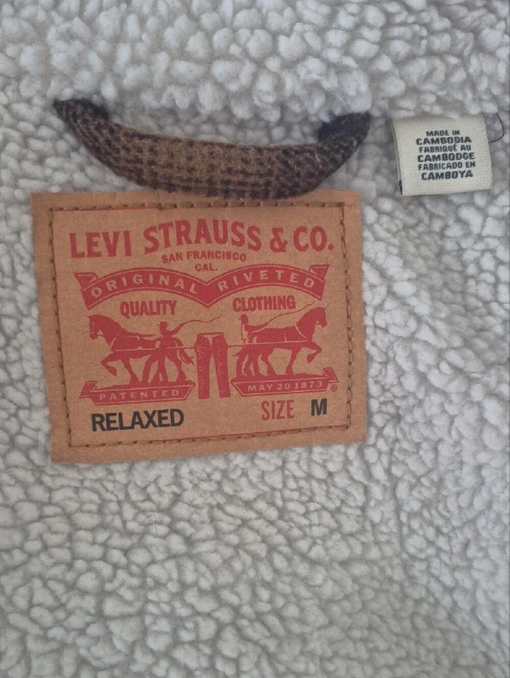 Levi's Brown and Black Plaid Sherpa-Lined Shirt Jacket Size M